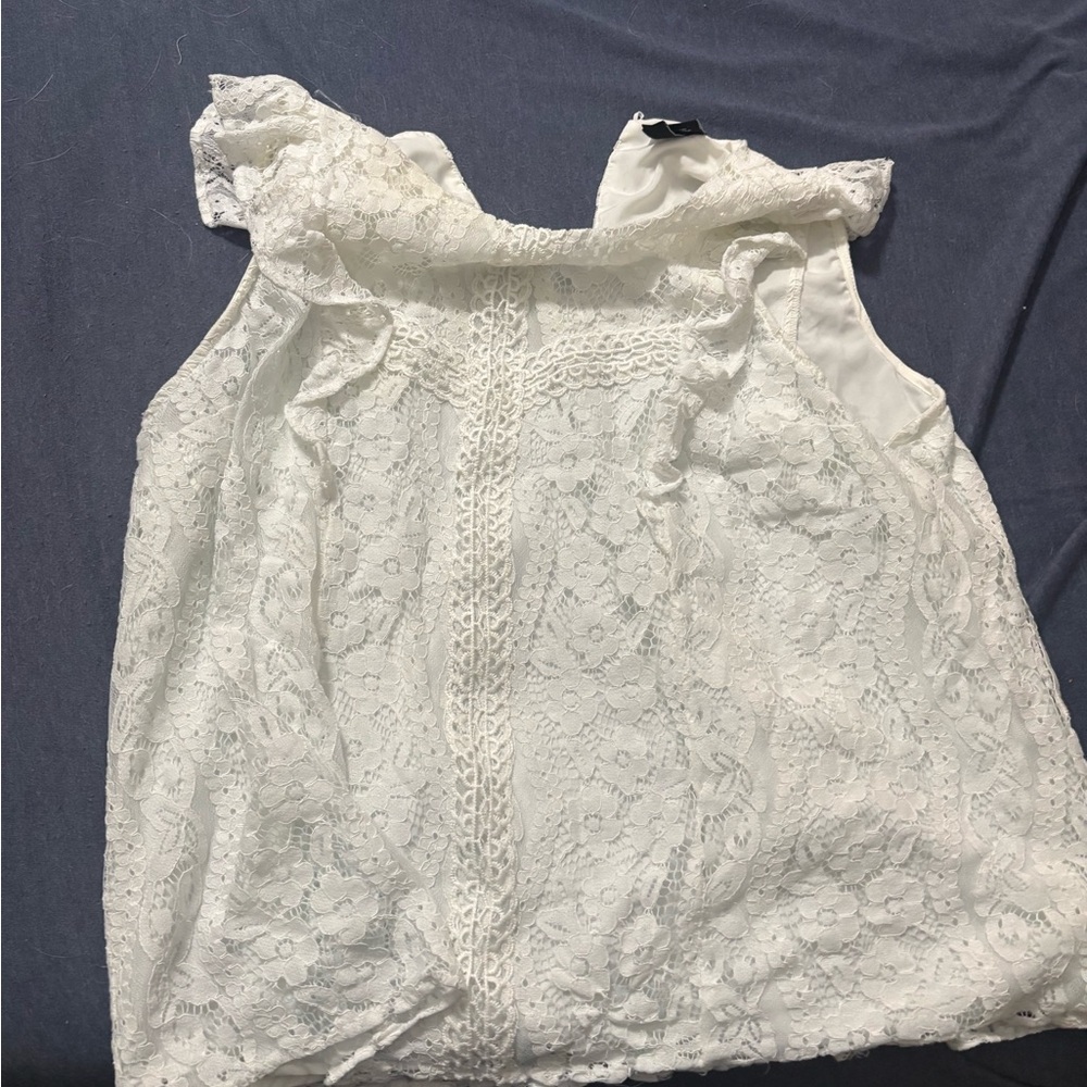 Torrid White Lace Ruffle Blouse sleeveless
